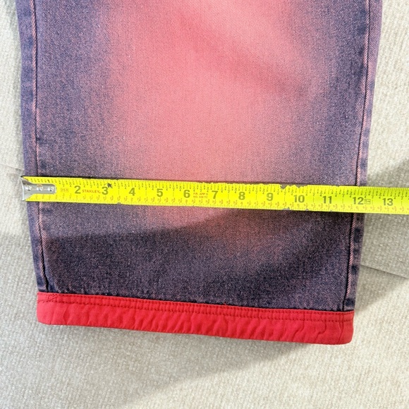 GodBody Denim Red Jean Shorts Men 36x18 Relaxed Wide Leg Baggy Hip Hop Y2K Wide - Picture 7 of 8